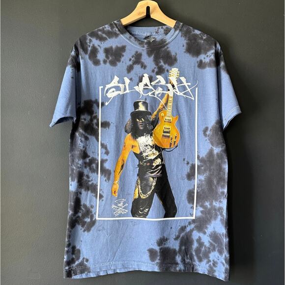 GUNS N' ROSES Tops - SLASH Guns N Roses 90s Graphic Blue Tie Dye Tee NEW Size Medium Large